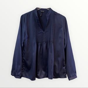 Oleg Cassini Royal Blue Long Sleeve Blouse Career Casual